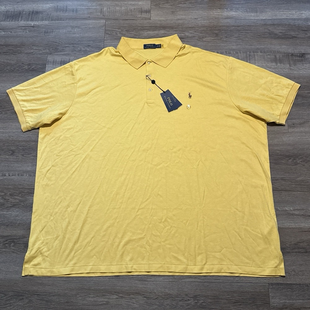 NEW Polo Ralph Lauren Men's Size 5XB Solid Yellow Soft Touch Polo Shirt 5XL Big